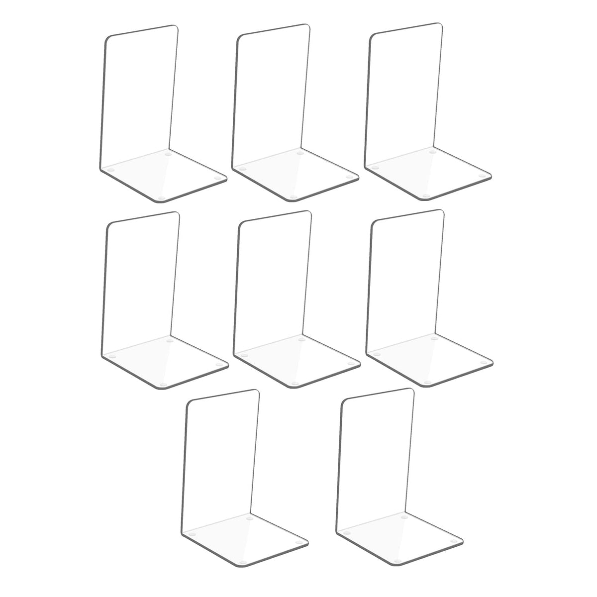 Adwikoso Clear Acrylic Book Ends, 8 Pcs Bookends for Shelves