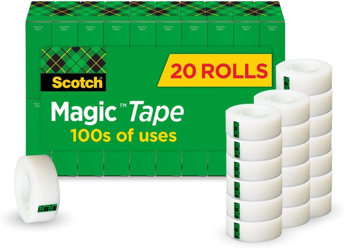 Scotch Magic Tape, Invisible, 20 Rolls