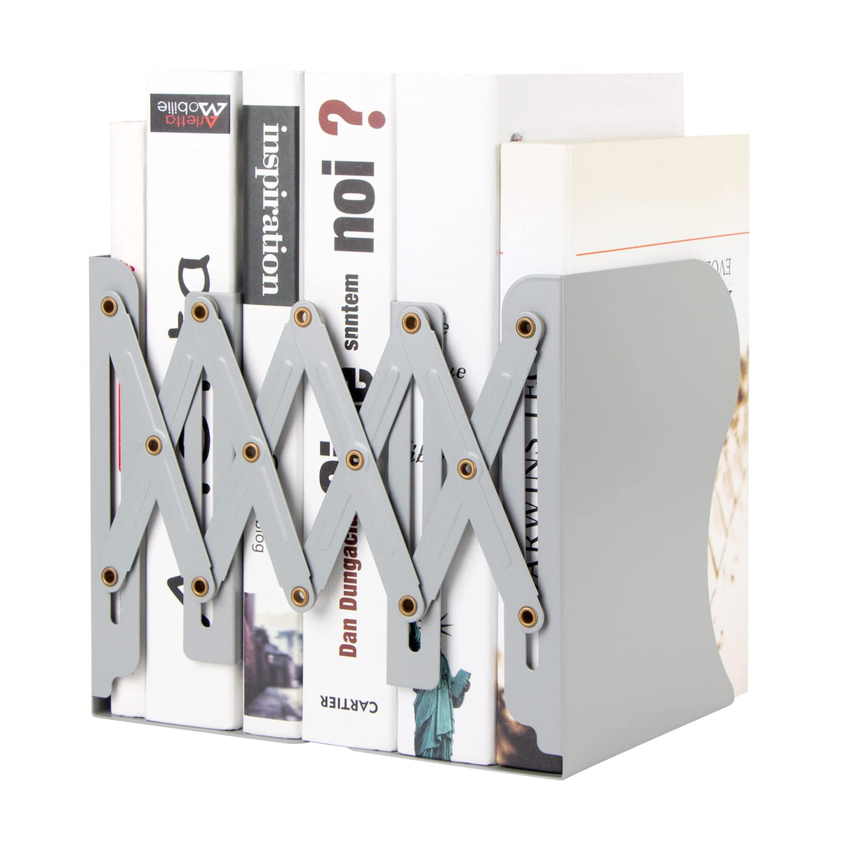 Aobopar Adjustable Metal Book Ends for Shelves White