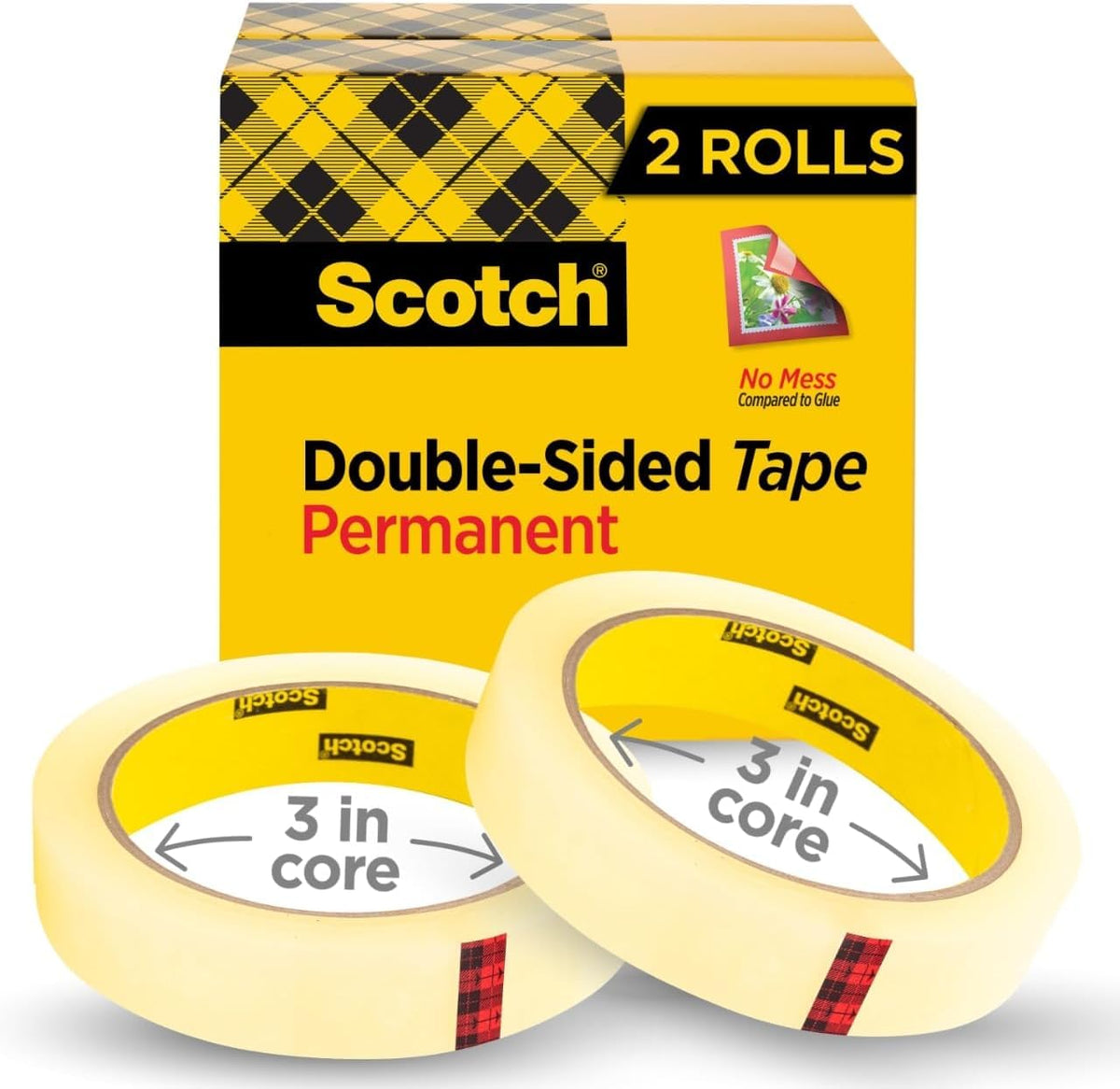 Scotch Double Sided Tape, 0.75 in. x 1296 in., 2 Refill Tape Rolls