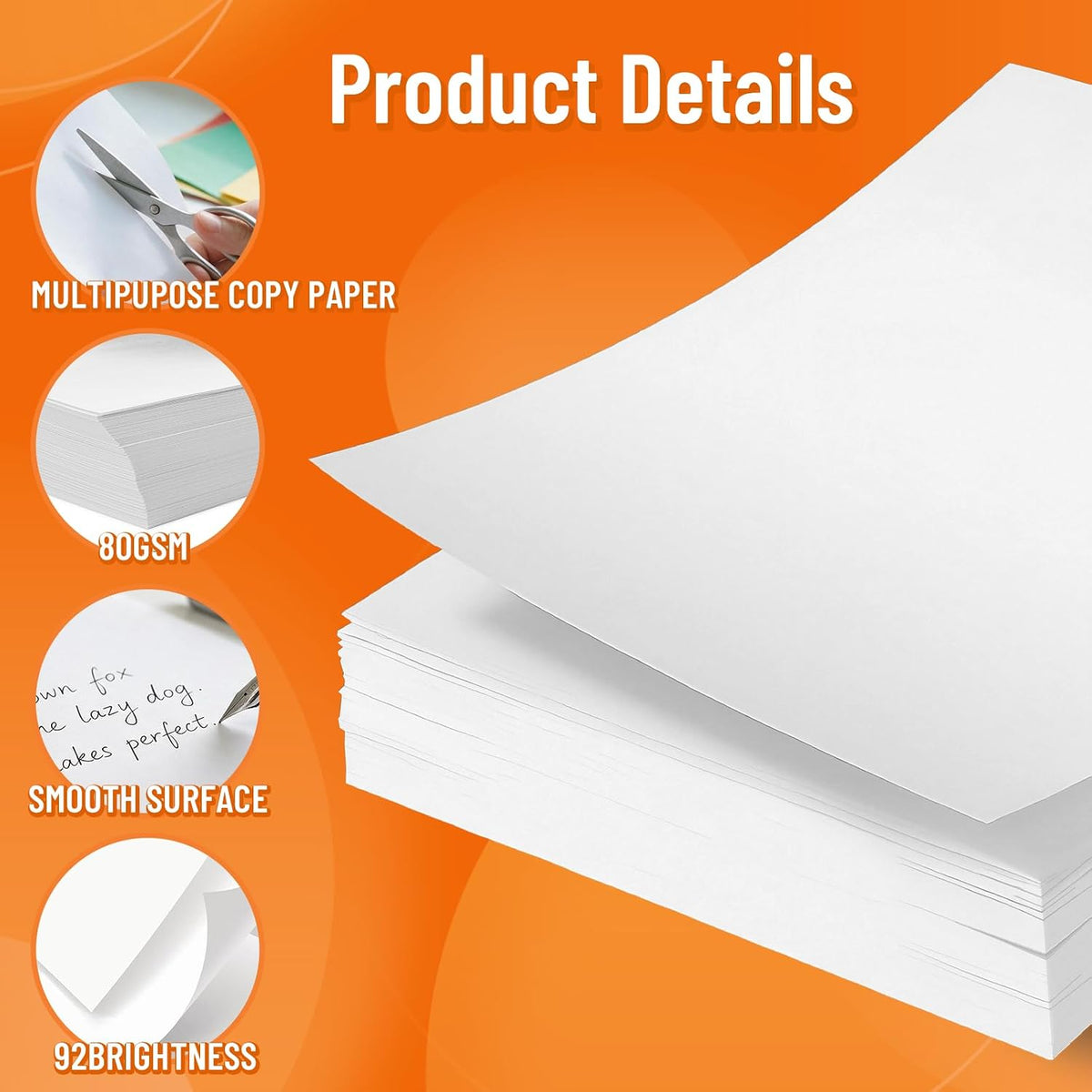 600 Sheets 8.5x11 Printer Paper, 20lb White Letter Size Thick Copy Paper