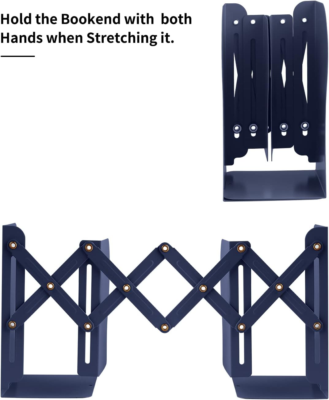 MSDADA Adjustable Bookends, Book Ends for Heavy Books, Expandable Book Organizer for Desk, Shelf, Office, School, for 6 7 8 9 10 11-15 Boys and Girls, Extends up to 19 inches (Royal Blue)