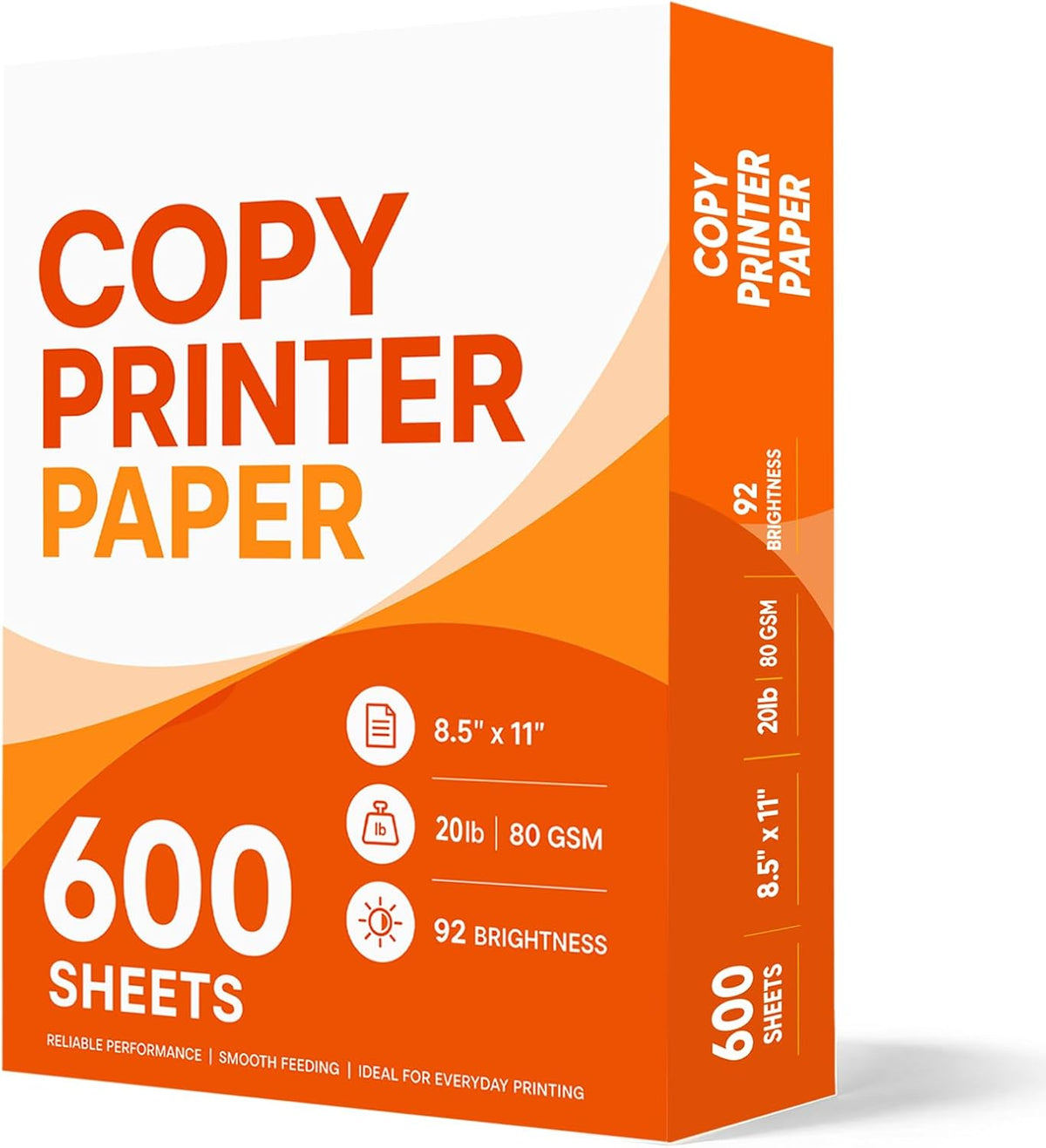 600 Sheets 8.5x11 Printer Paper, 20lb White Letter Size Thick Copy Paper