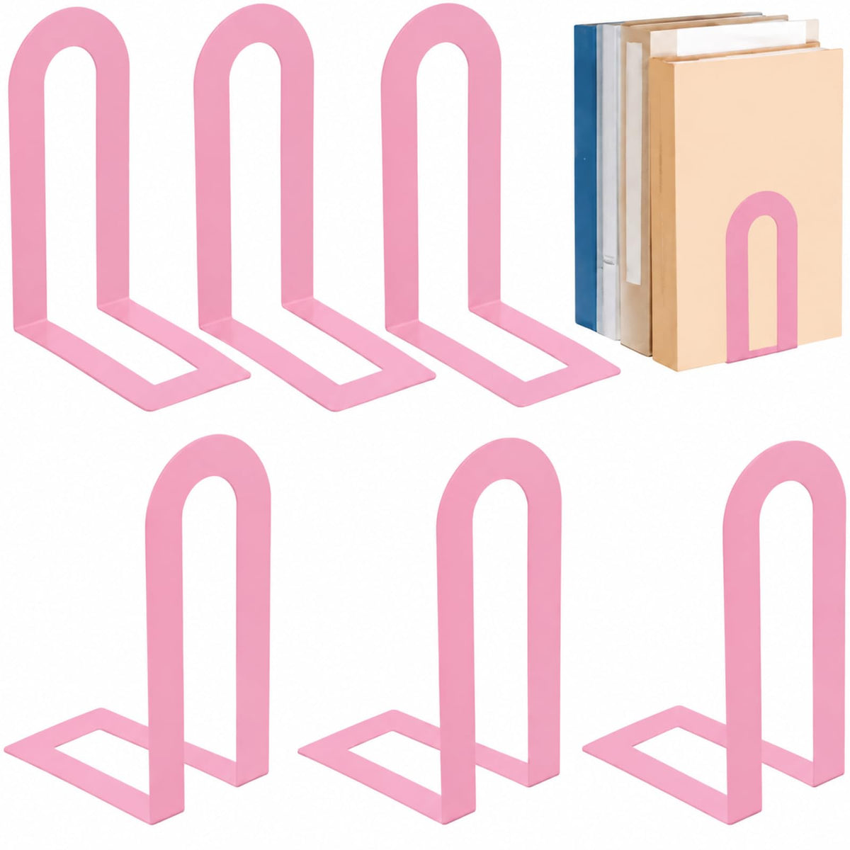 Chunful 12 Pcs Gold Metal BookEnds Shelves, 5.5 x 3.75 x 2.25 in