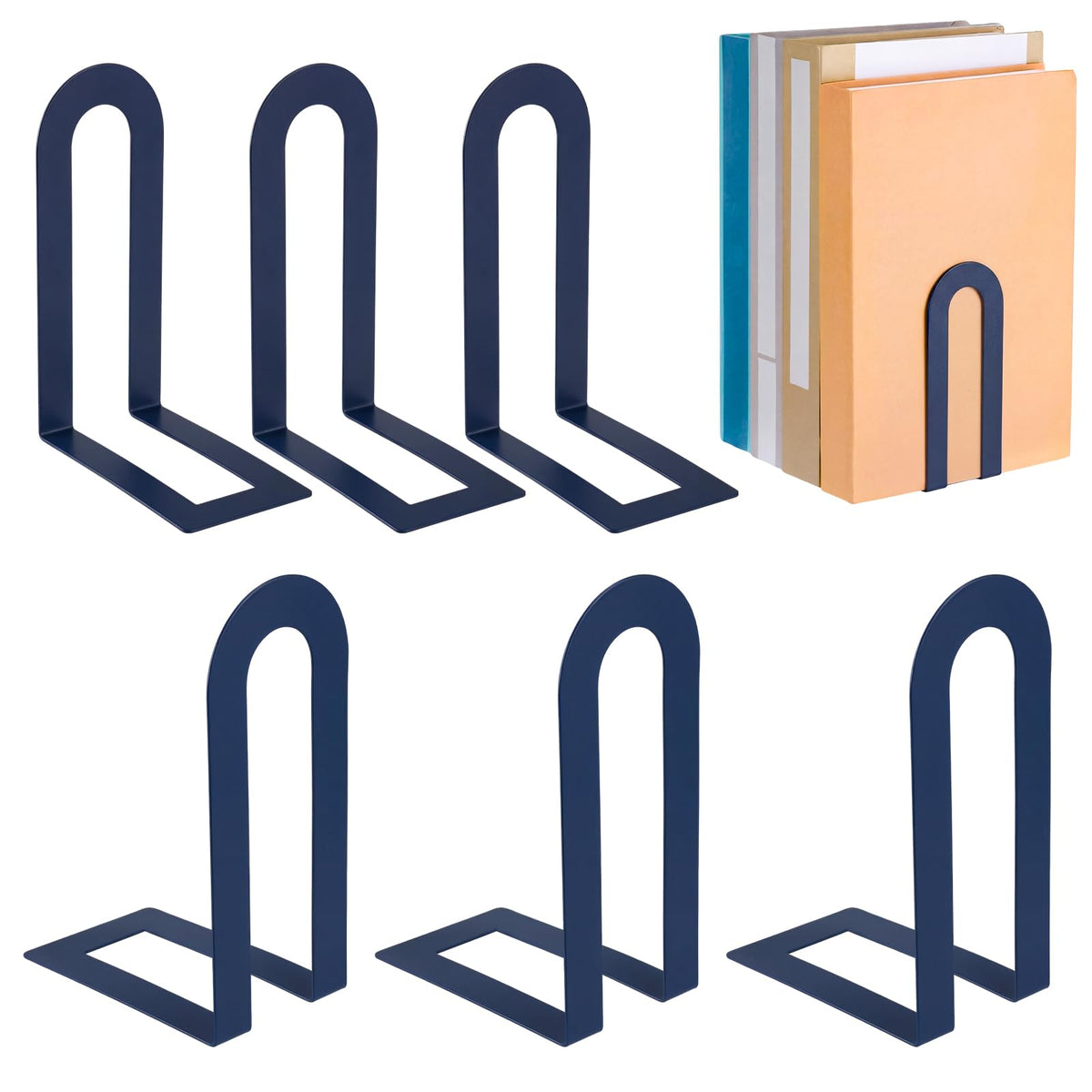 Chunful 12 Pcs Gold Metal BookEnds Shelves, 5.5 x 3.75 x 2.25 in