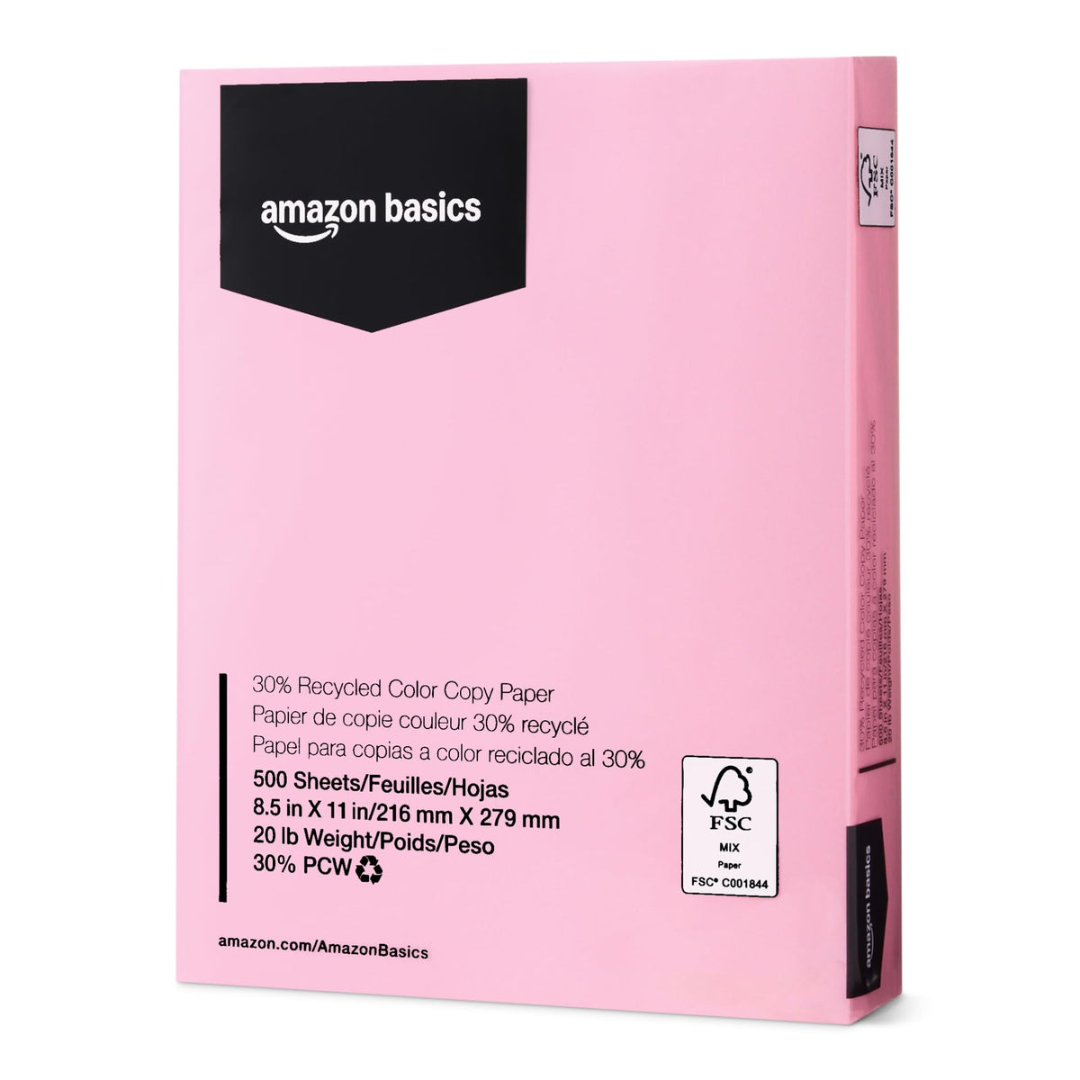 Amazon Basics 30% Recycled Color Copy Paper, 8.5" x 11", 20lb, Pastel Blue, 500 Sheets (Pack of 3)