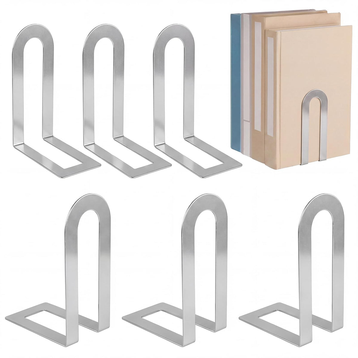 Chunful 12 Pcs Gold Metal BookEnds Shelves, 5.5 x 3.75 x 2.25 in