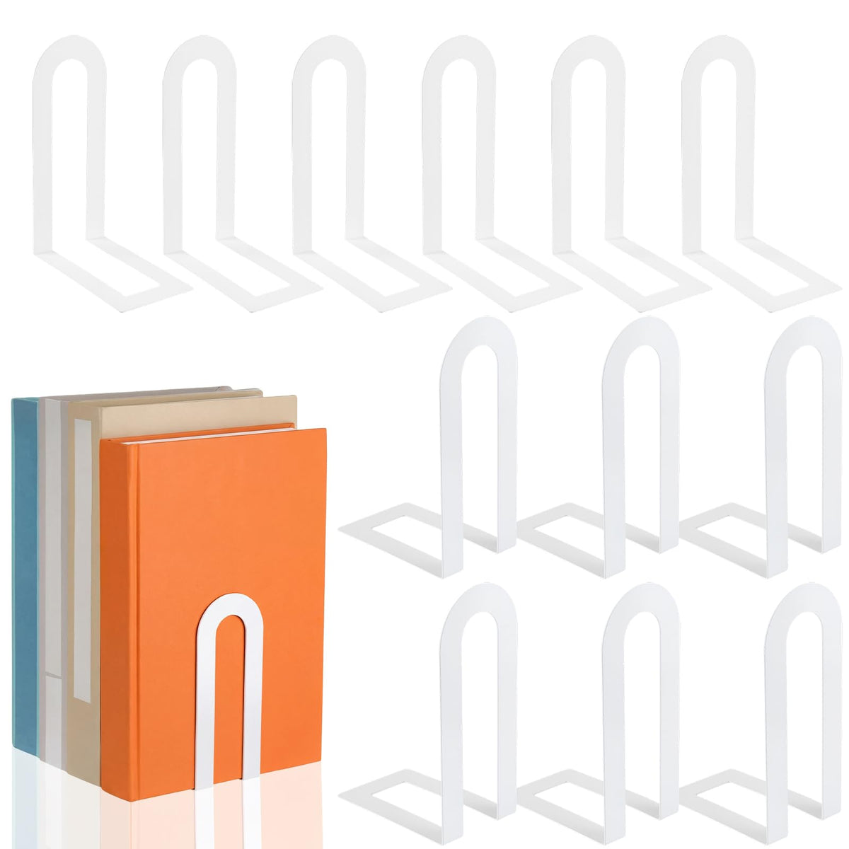 Chunful 12 Pcs Gold Metal BookEnds Shelves, 5.5 x 3.75 x 2.25 in