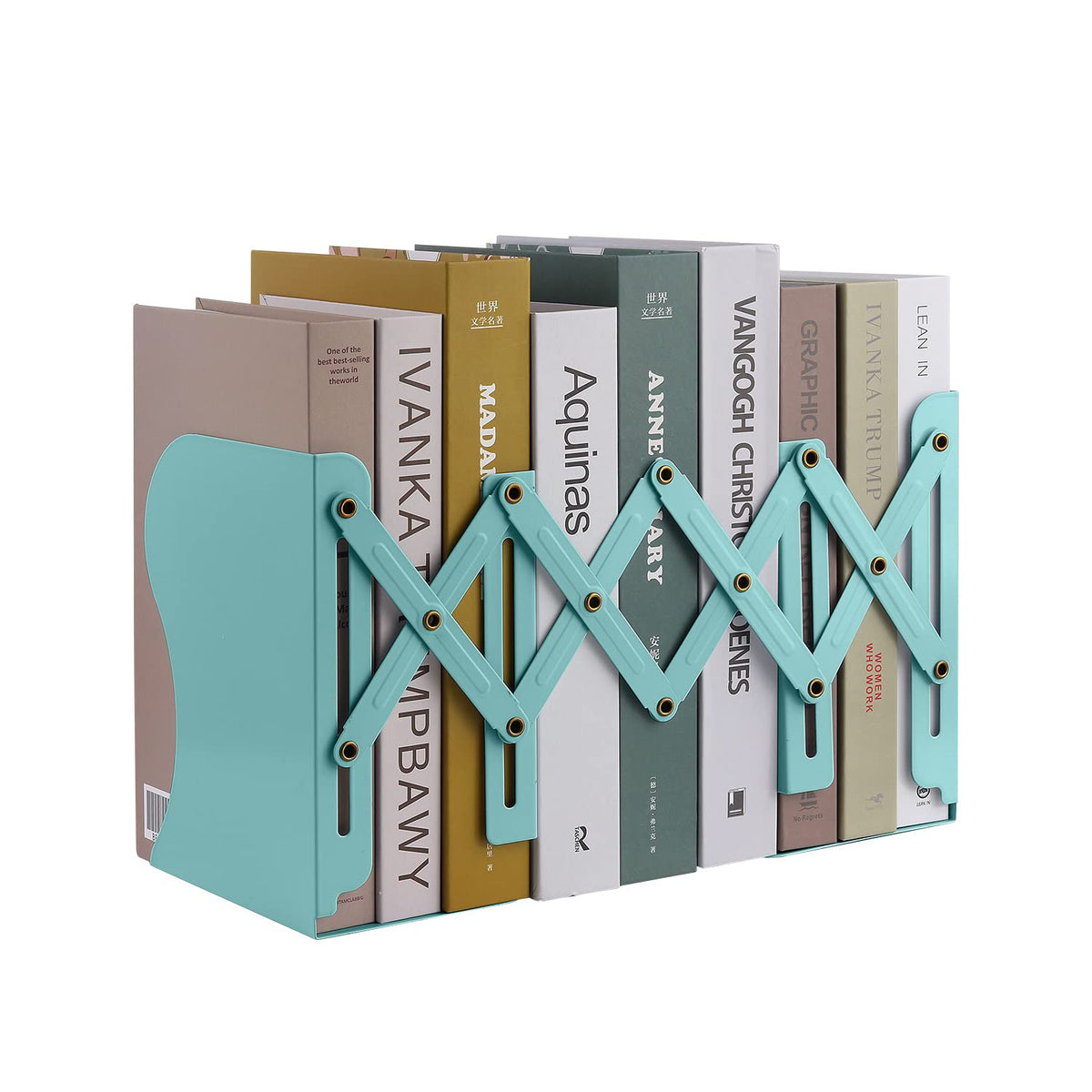 MSDADA Adjustable Bookends, Book Ends for Heavy Books, Expandable Book Organizer for Desk, Shelf, Office, School, for 6 7 8 9 10 11-15 Boys and Girls, Extends up to 19 inches (Brown)