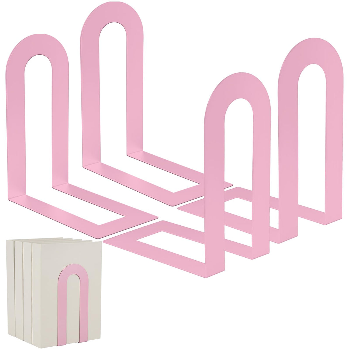 Chunful 12 Pcs Gold Metal BookEnds Shelves, 5.5 x 3.75 x 2.25 in