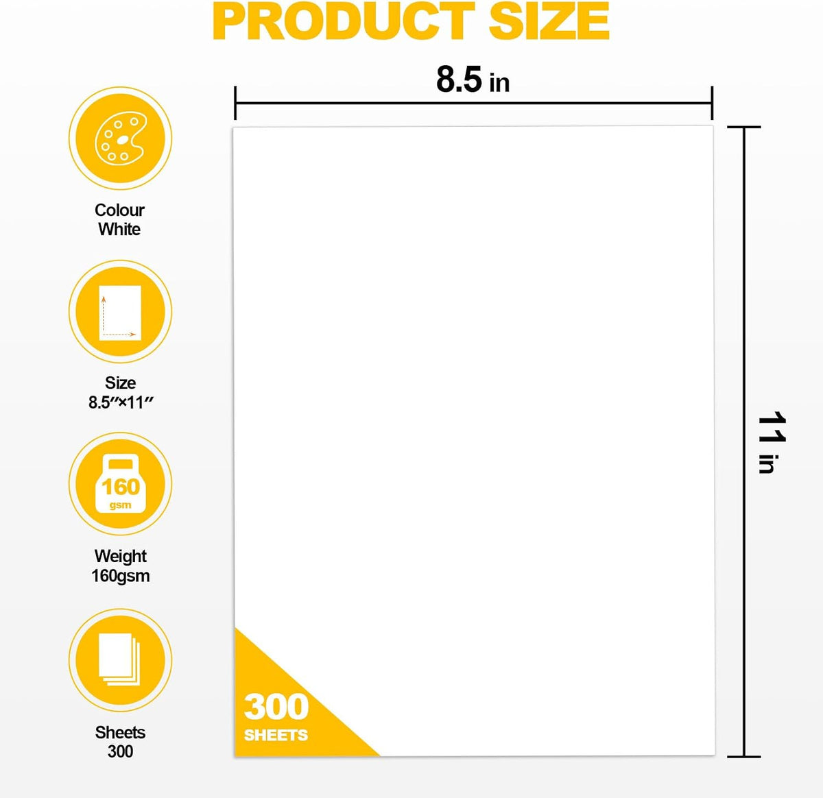 8.5"x11" White Cardstock, 300 Sheets Card Stock 110lb Printer Copy Paper