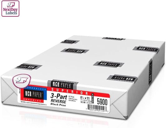 NextDayLabels Carbonless NCR Paper, 3 Part Reverse #5900, 8.5" x 11"