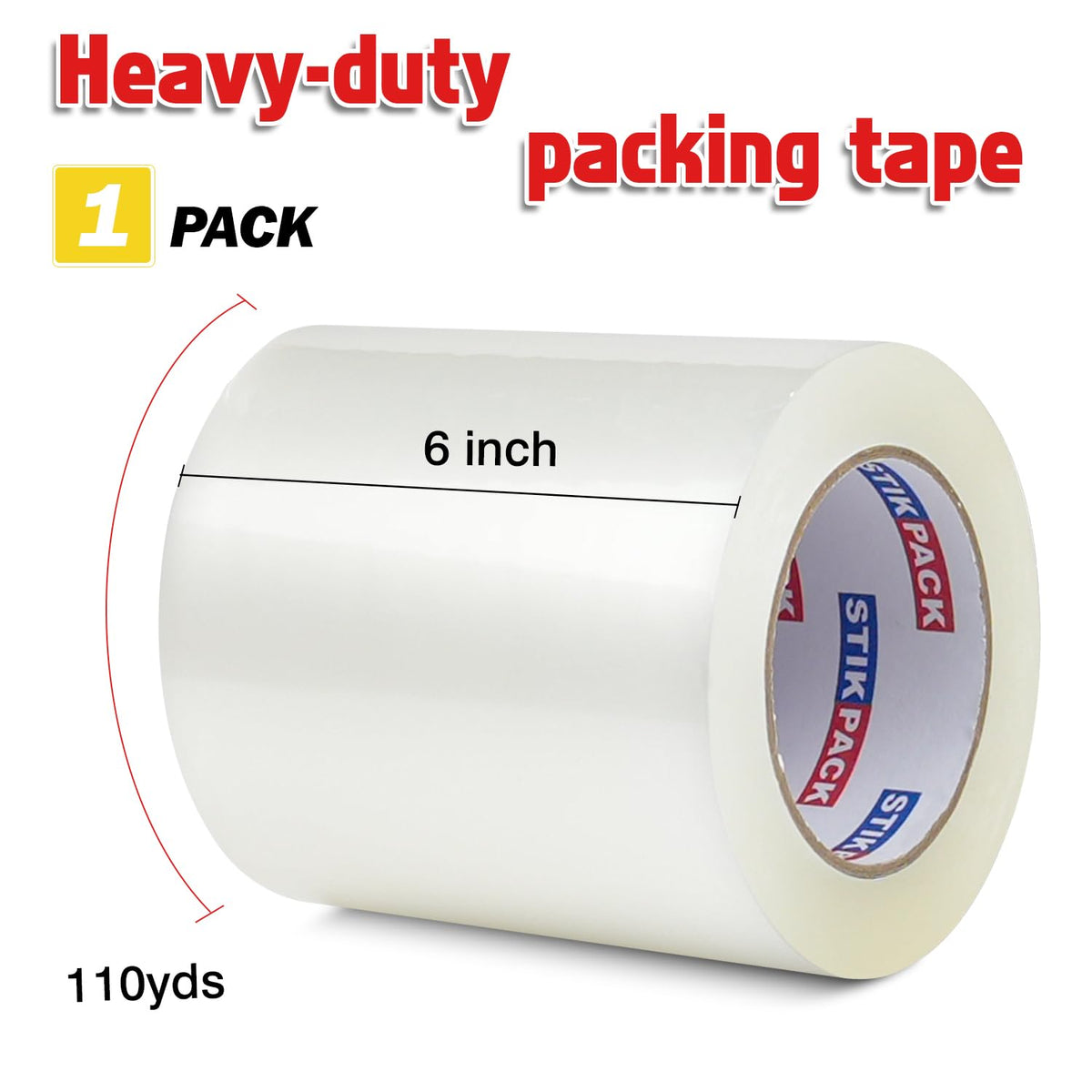 Wide Transparent Tape 6 inch x 110 Yards (330ft), Industrial Grade 6 inch Wide Clear Heavy Duty Packing Tape for Box Office Moving, Shipping and Mailing