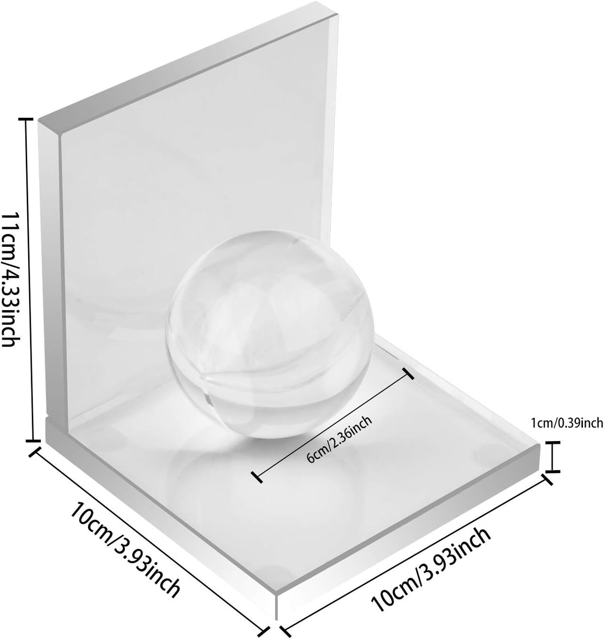 MerryNine Clear Crystal Book Ends Bookends with Crystal Ball