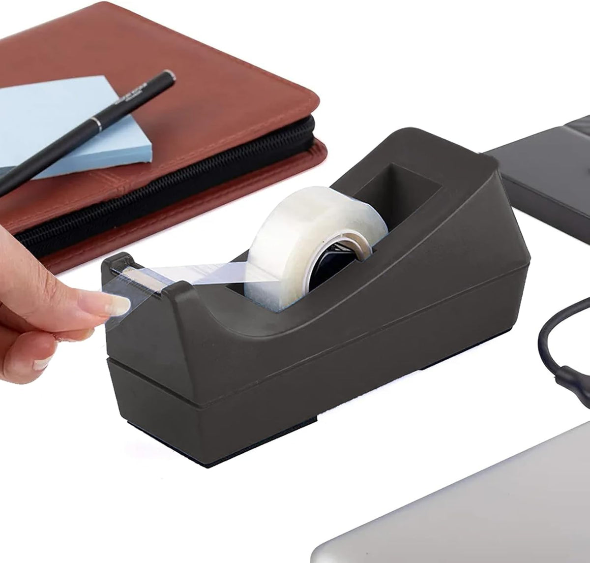 Transparent Tape with Dispenser 6 Pack Tape Dispensers Desk unweighted Non Skid Base Desktop Dispenser Bulk for Office Home School