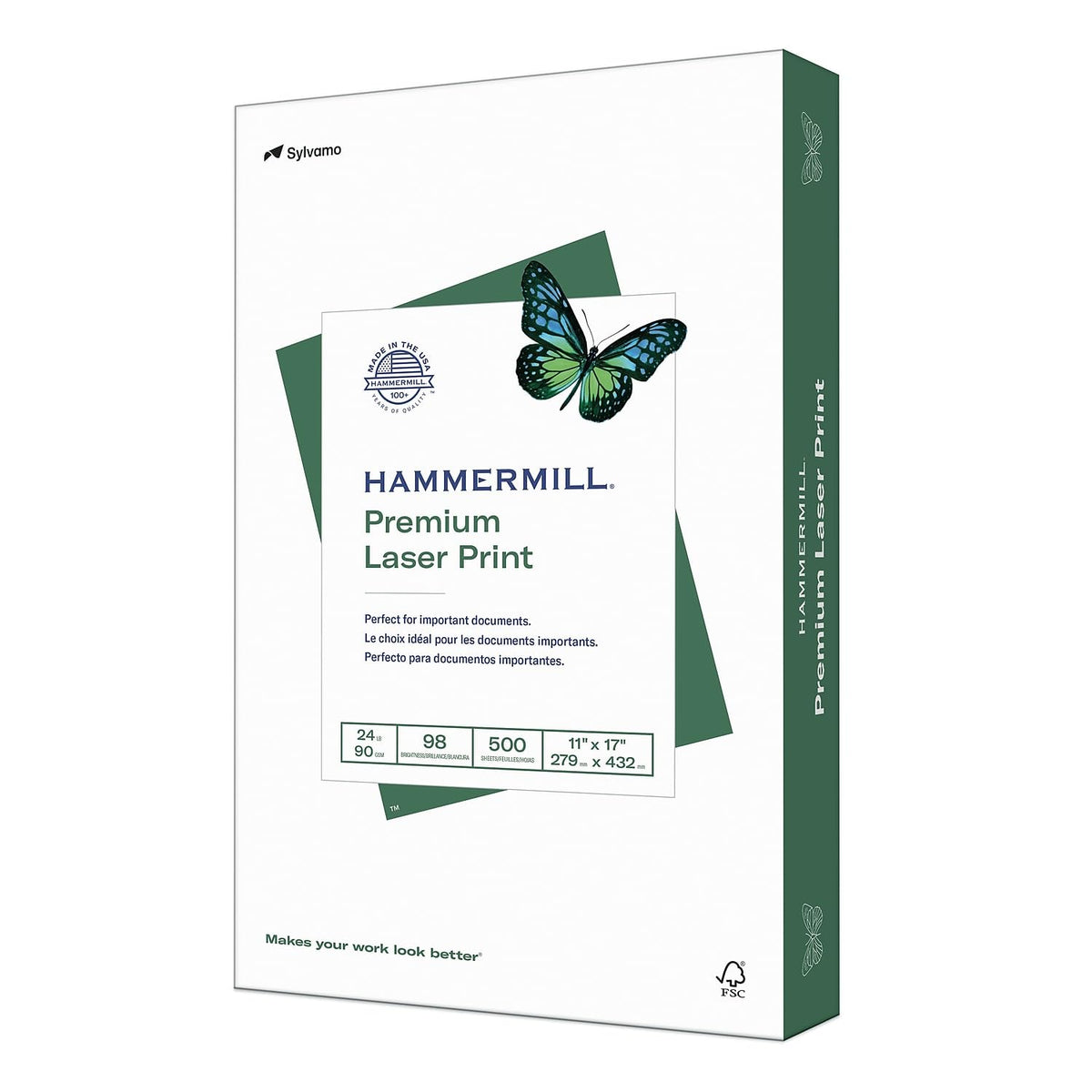 Hammermill Premium Laser Print Paper, 24 lb Copy Paper, 8.5 x 11 Letter Size, 3 Hole - 1 Ream (500 Sheets) - 98 Bright