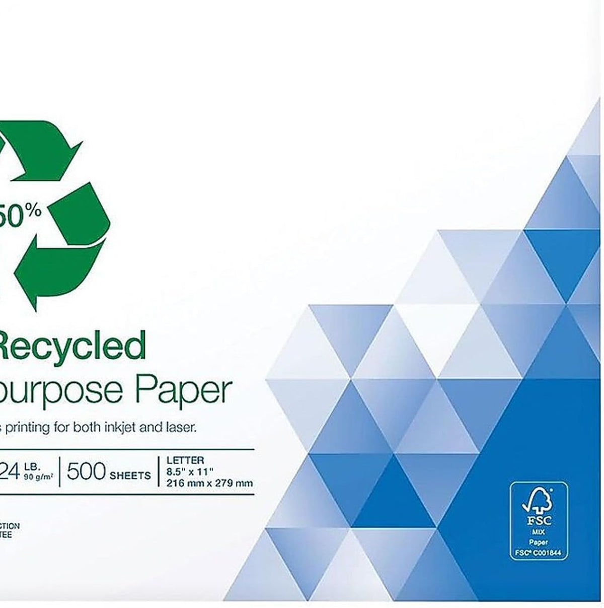 Staples 50% Recycled Multipurpose Paper, 8.5x11 Inch, 500/Ream