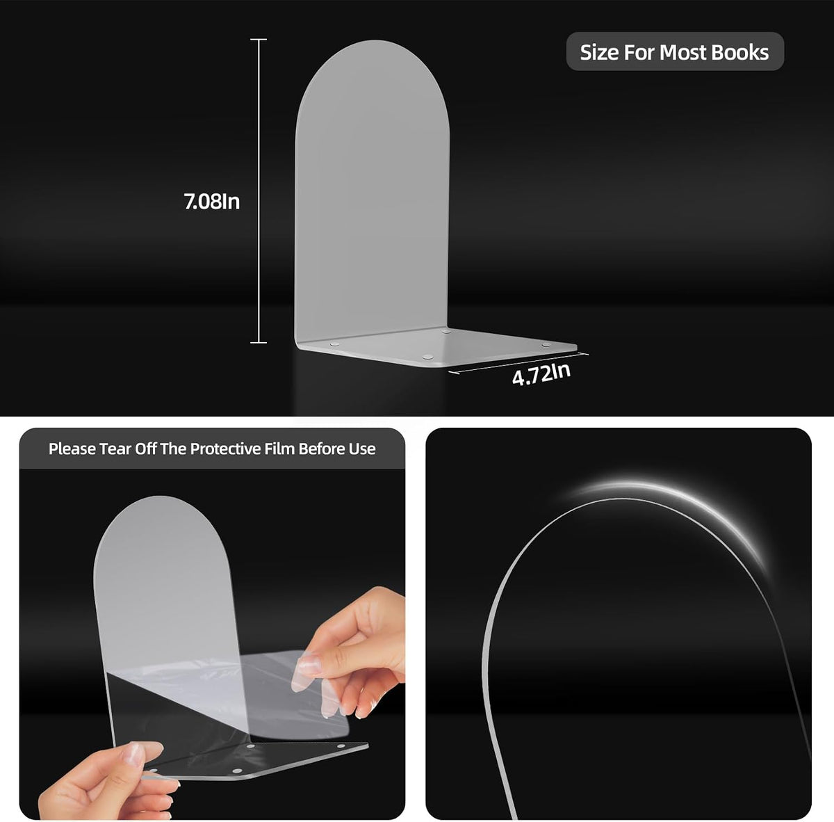 8pcs Book Ends for Shelves, Acrylic Bookends for Home Office