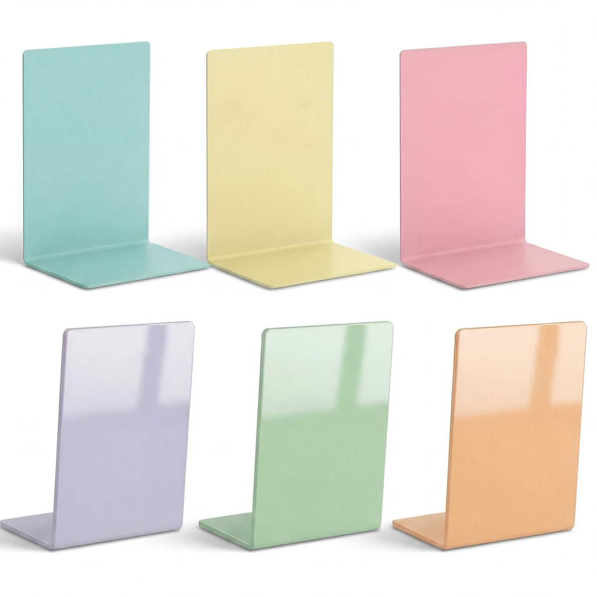 6Pcs Acrylic Bookends for Shelves Colorful Book Ends,Candy Colors
