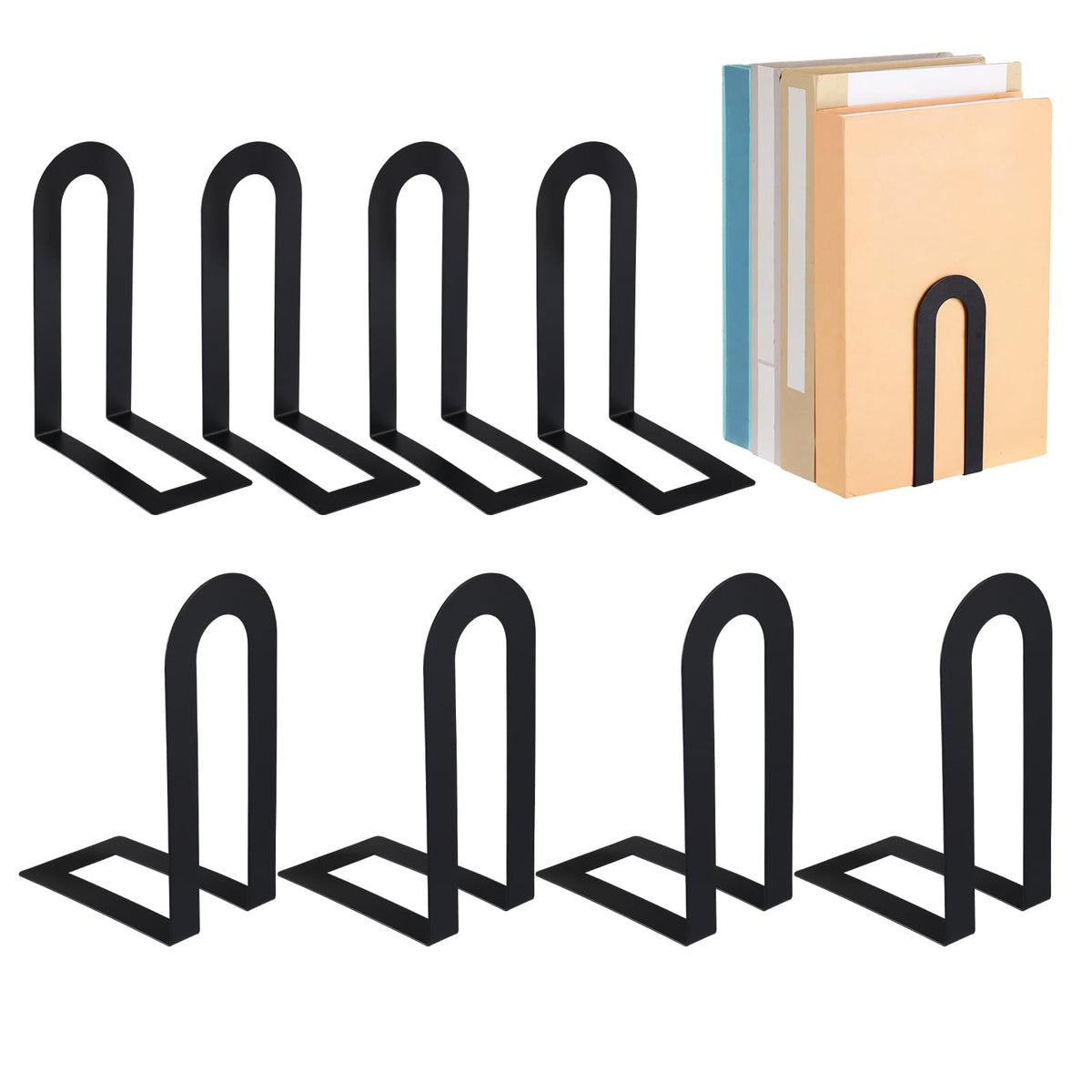 Chunful 12 Pcs Gold Metal BookEnds Shelves, 5.5 x 3.75 x 2.25 in