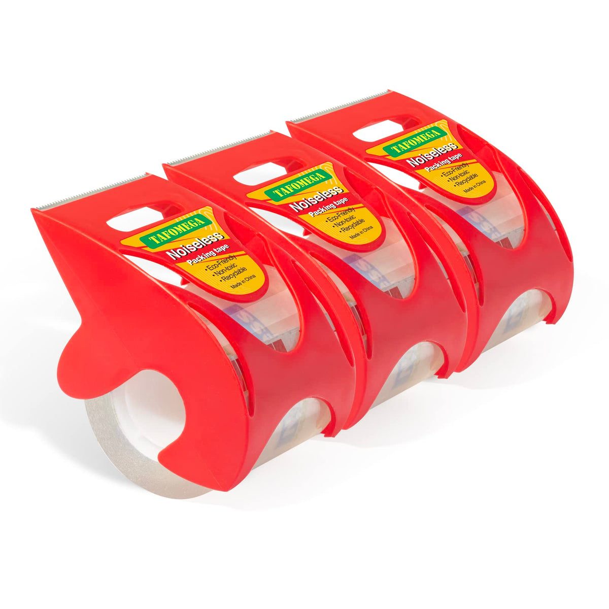 Packing Tape with Dispenser, 6 Packs Noiseless Clear Packaging Tape
