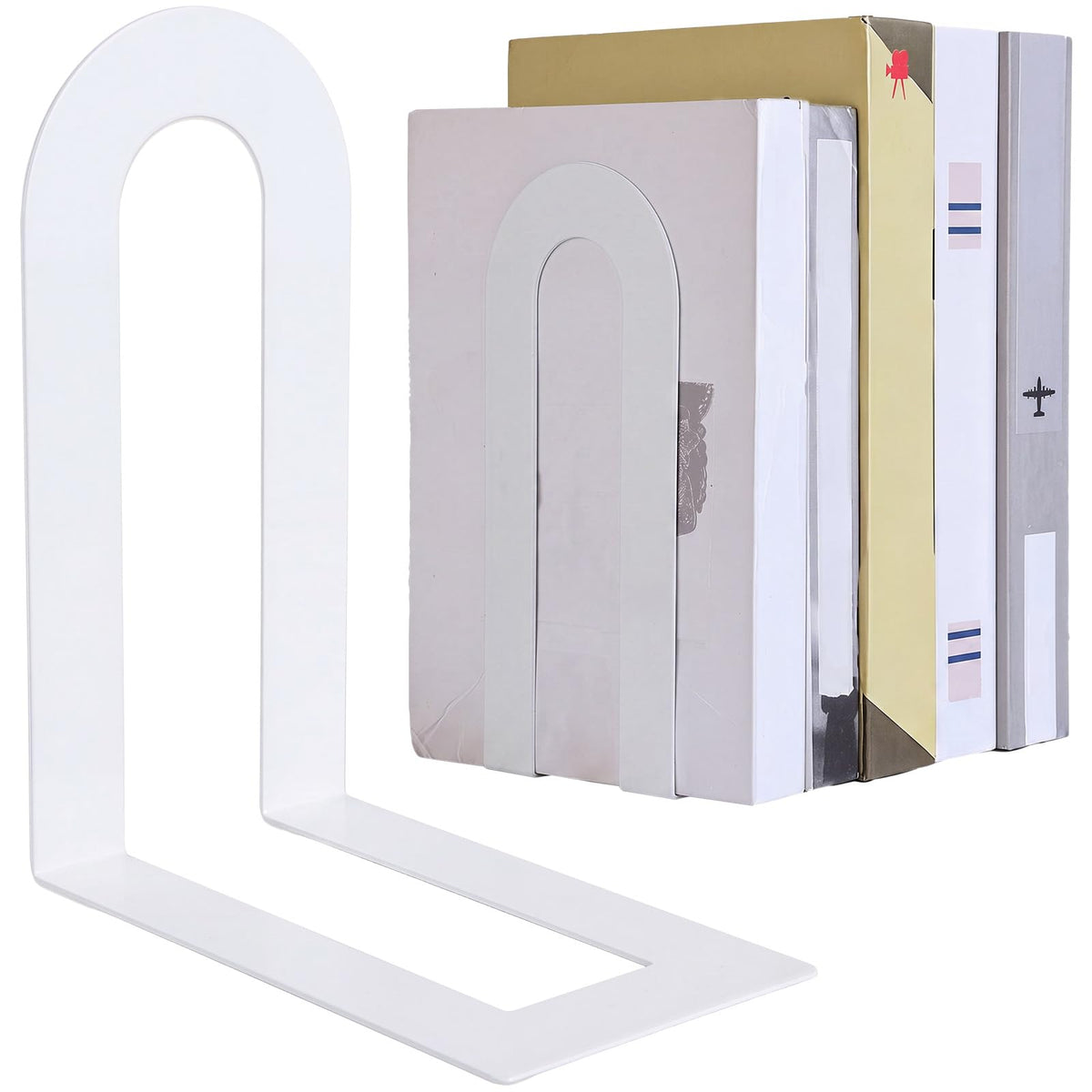 Chunful 12 Pcs Gold Metal BookEnds Shelves, 5.5 x 3.75 x 2.25 in