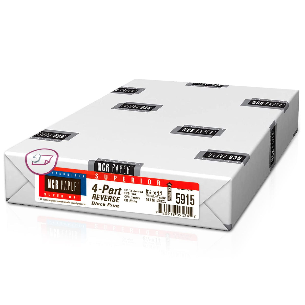 NextDayLabels Carbonless NCR Paper, 3 Part Reverse #5900, 8.5" x 11"