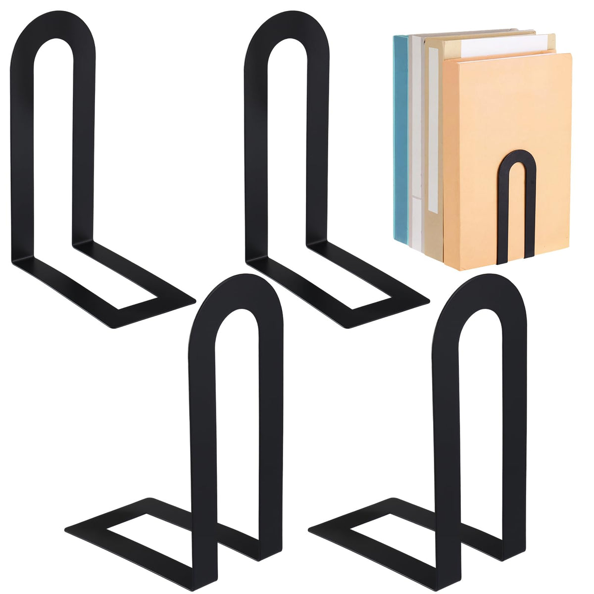 Chunful 12 Pcs Gold Metal BookEnds Shelves, 5.5 x 3.75 x 2.25 in