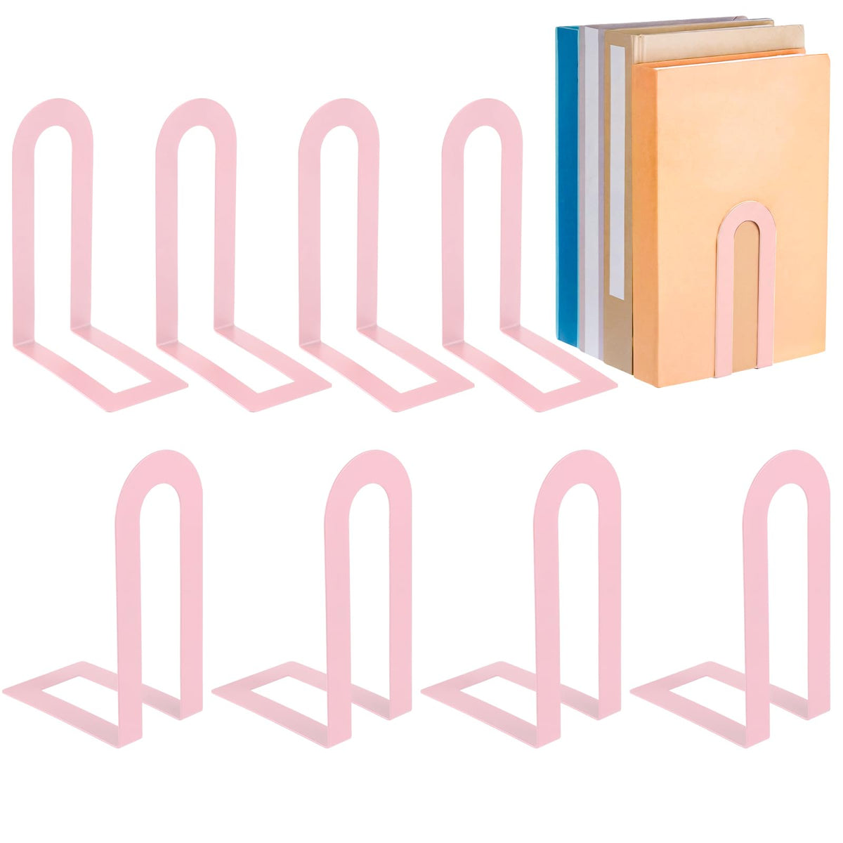 Chunful 12 Pcs Gold Metal BookEnds Shelves, 5.5 x 3.75 x 2.25 in