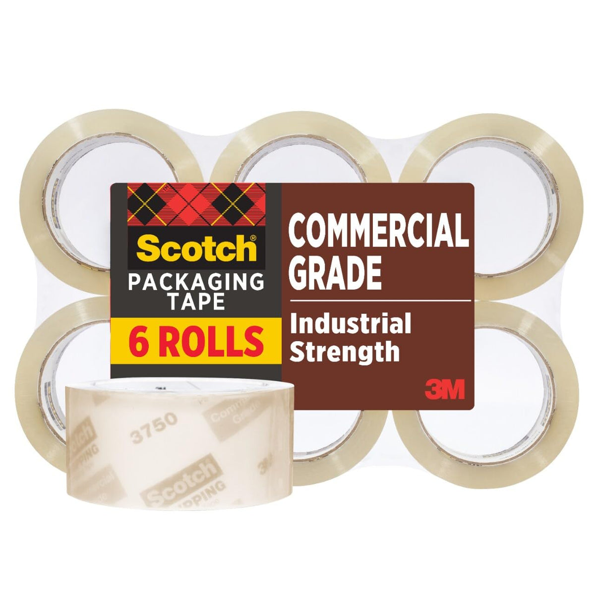 Scotch Commercial Grade Packing Tape, 1.88 in x 54.6 yd, 6 Rolls