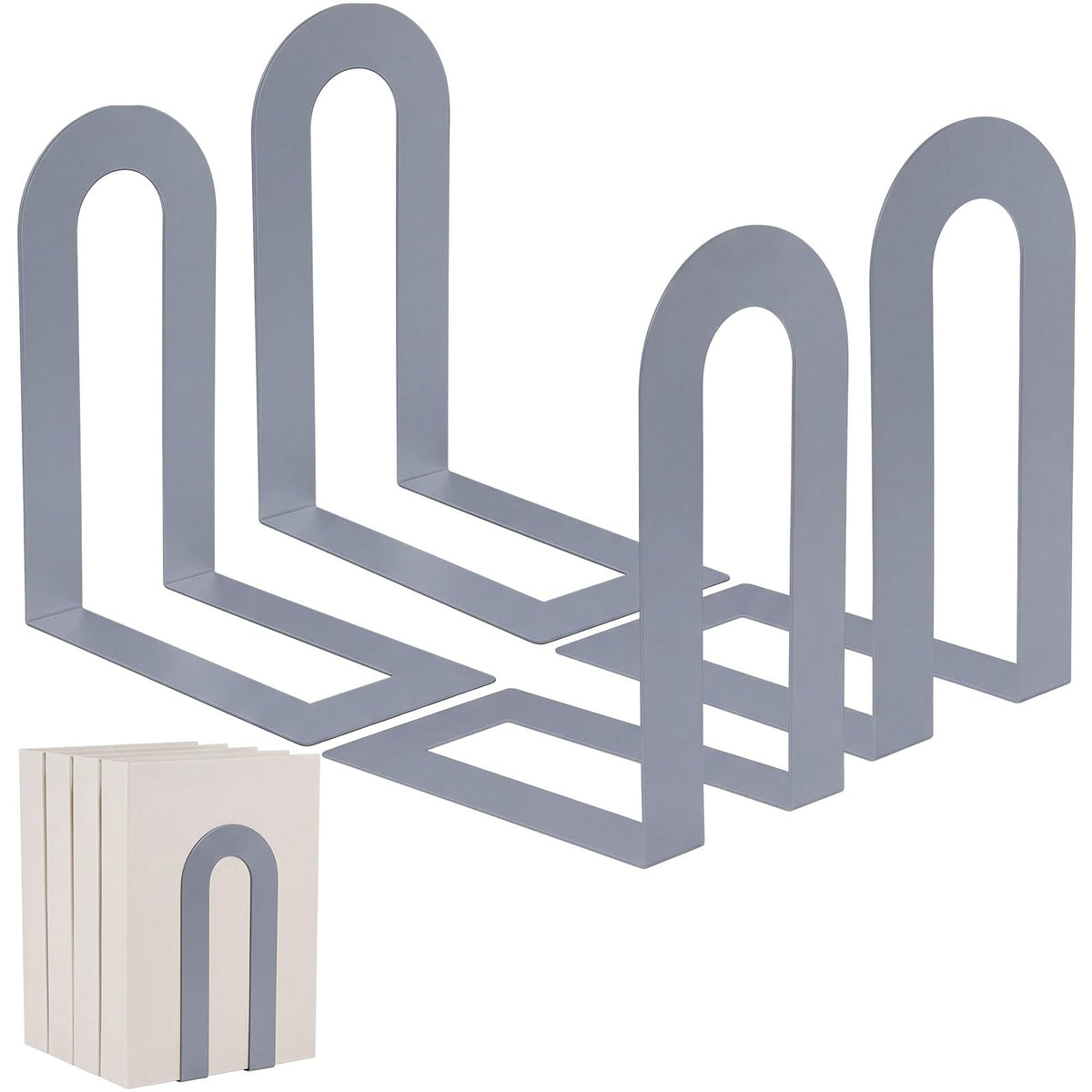 Chunful 12 Pcs Gold Metal BookEnds Shelves, 5.5 x 3.75 x 2.25 in