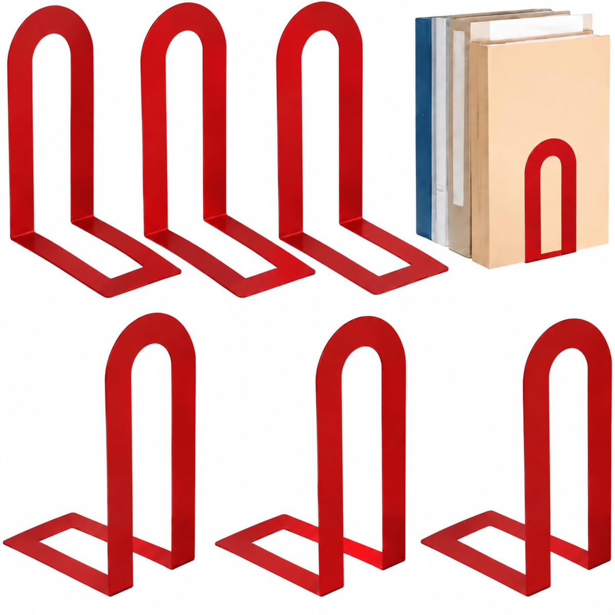 Chunful 12 Pcs Gold Metal BookEnds Shelves, 5.5 x 3.75 x 2.25 in