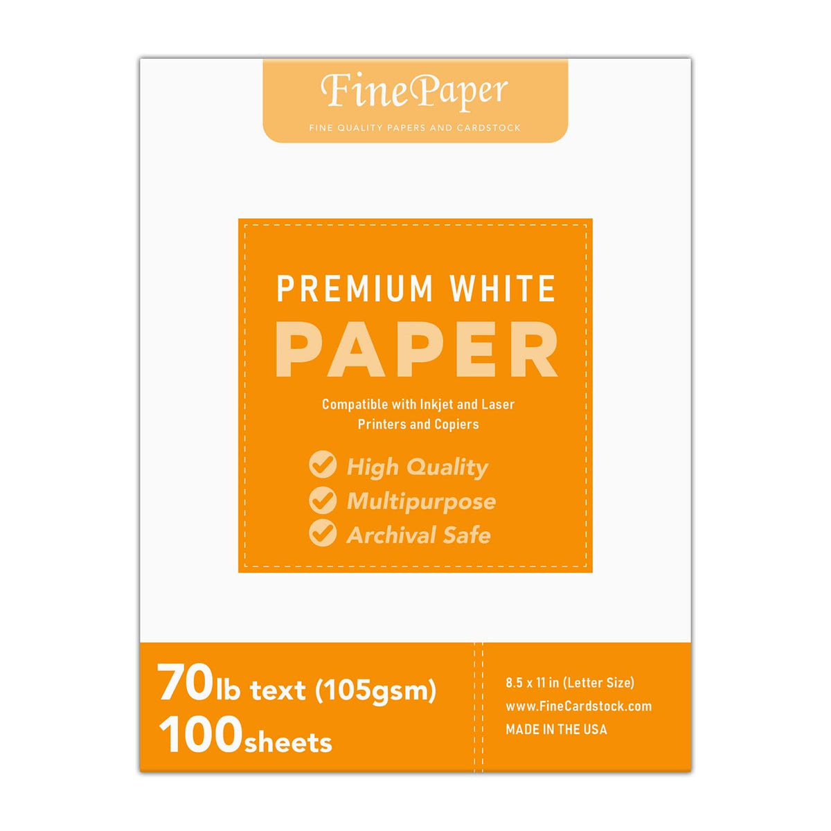 Bright White Paper - Multipurpose Office Print Writing Copy - Flyers, Posters, Design Proposals, Business Documents | 8.5 x 11 | 70lb Text (28lb Bond) | Acid Free Paper | 100 Sheets per Pack