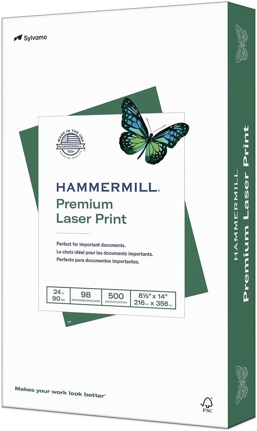 Hammermill Printer Paper, Premium Laser Print 24 lb, 11 x 17-98 Bright, Made in the USA, 104620C - 5 Ream (2,500 Sheets)