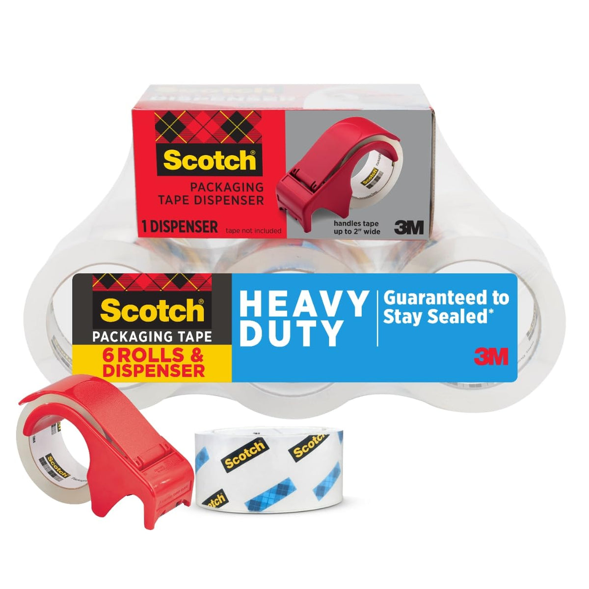 Scotch Heavy Duty Packing Tape Refill, 1.88 in x 54.6 yd, 12 Rolls