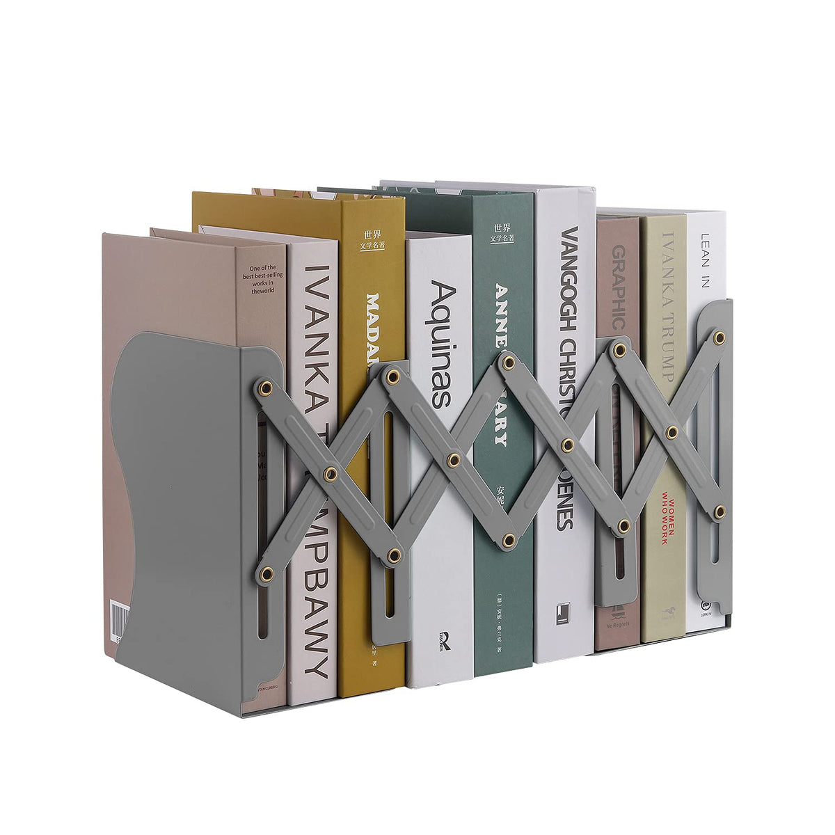 MSDADA Adjustable Bookends, Book Ends for Heavy Books, Expandable Book Organizer for Desk, Shelf, Office, School, for 6 7 8 9 10 11-15 Boys and Girls, Extends up to 19 inches (Brown)