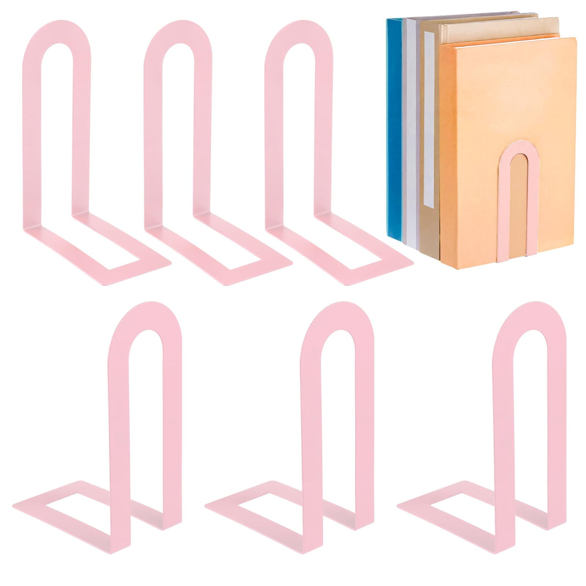 Chunful 12 Pcs Gold Metal BookEnds Shelves, 5.5 x 3.75 x 2.25 in