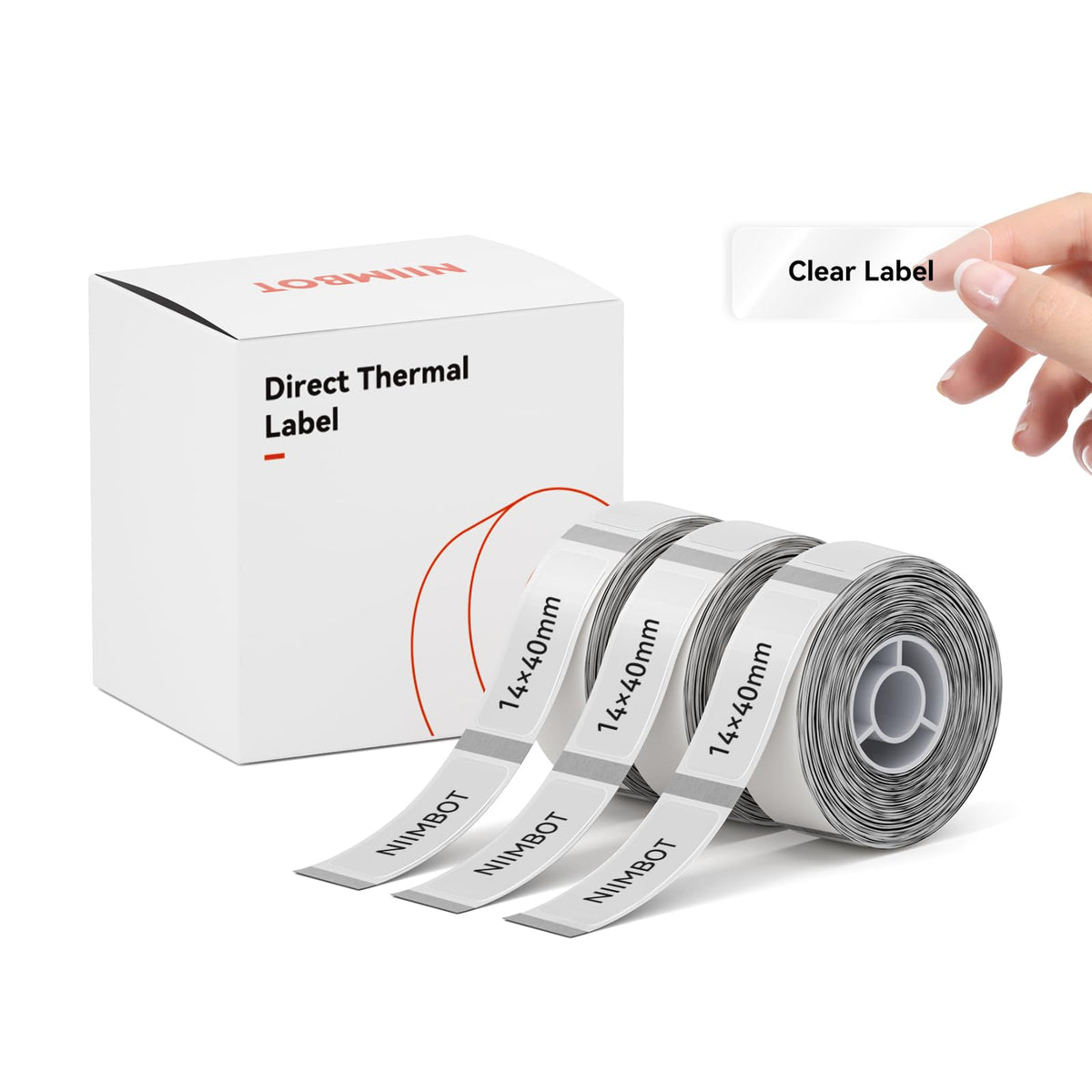 NIIMBOT Label Maker Tape for D110/D11/D101 Label Maker, 14mm x 30mm, Clear