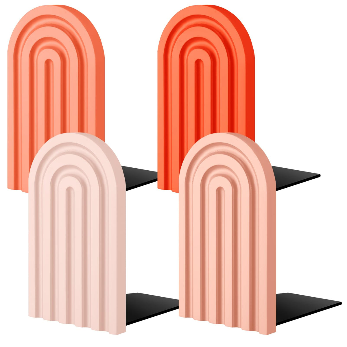 Harloon 4 Pcs Boho Arch Bookends Rainbow Wooden Book Ends, Pastel Color