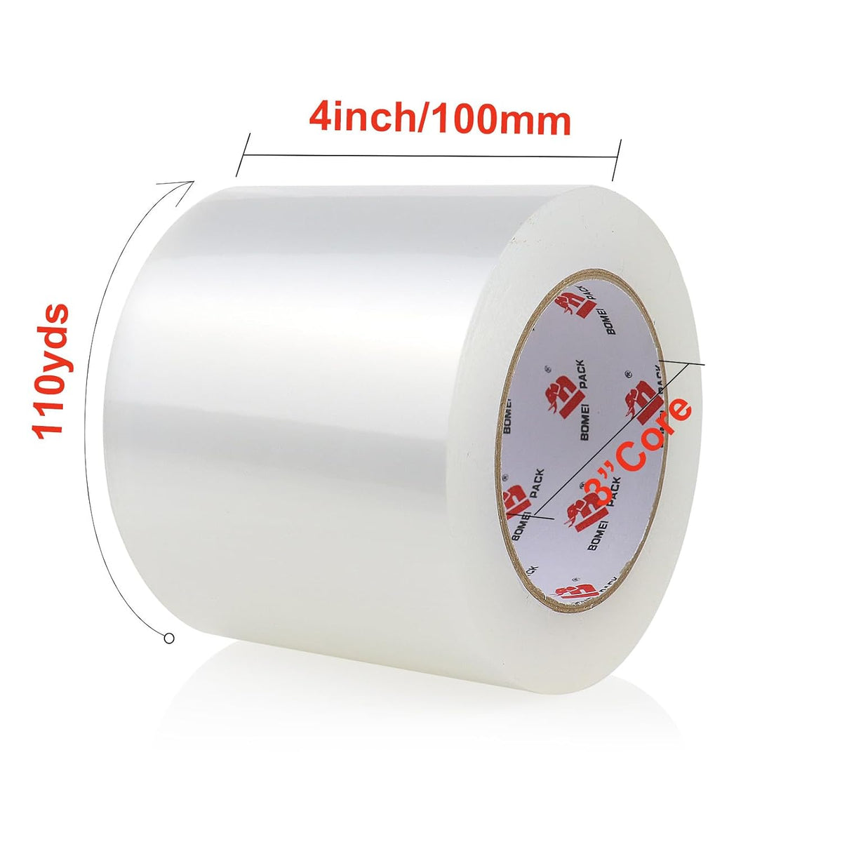 BOMEI PACK 4'' Wide Clear Packing Tape, 4-inch x 110 Yards (330ft), Heavy Duty Industrial Grade Packaging Tape Refills for Box Office Moving, Shipping and Mailing