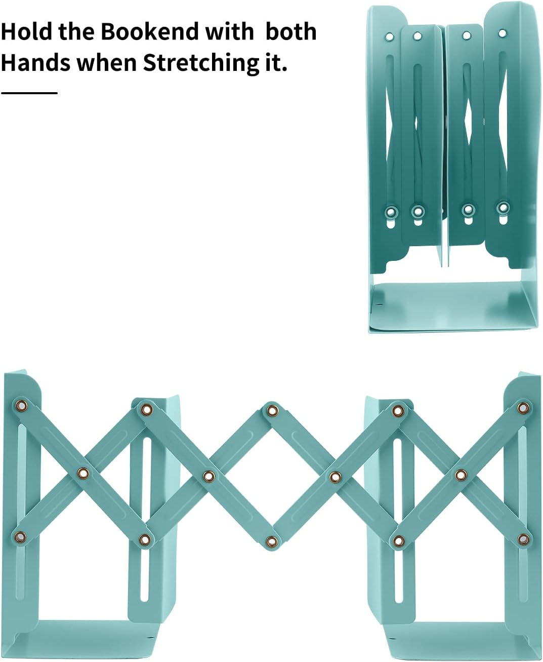 MSDADA Adjustable Bookends, Book Ends for Heavy Books, Expandable Book Organizer for Desk, Shelf, Office, School, for 6 7 8 9 10 11-15 Boys and Girls, Extends up to 19 inches (Light Green)