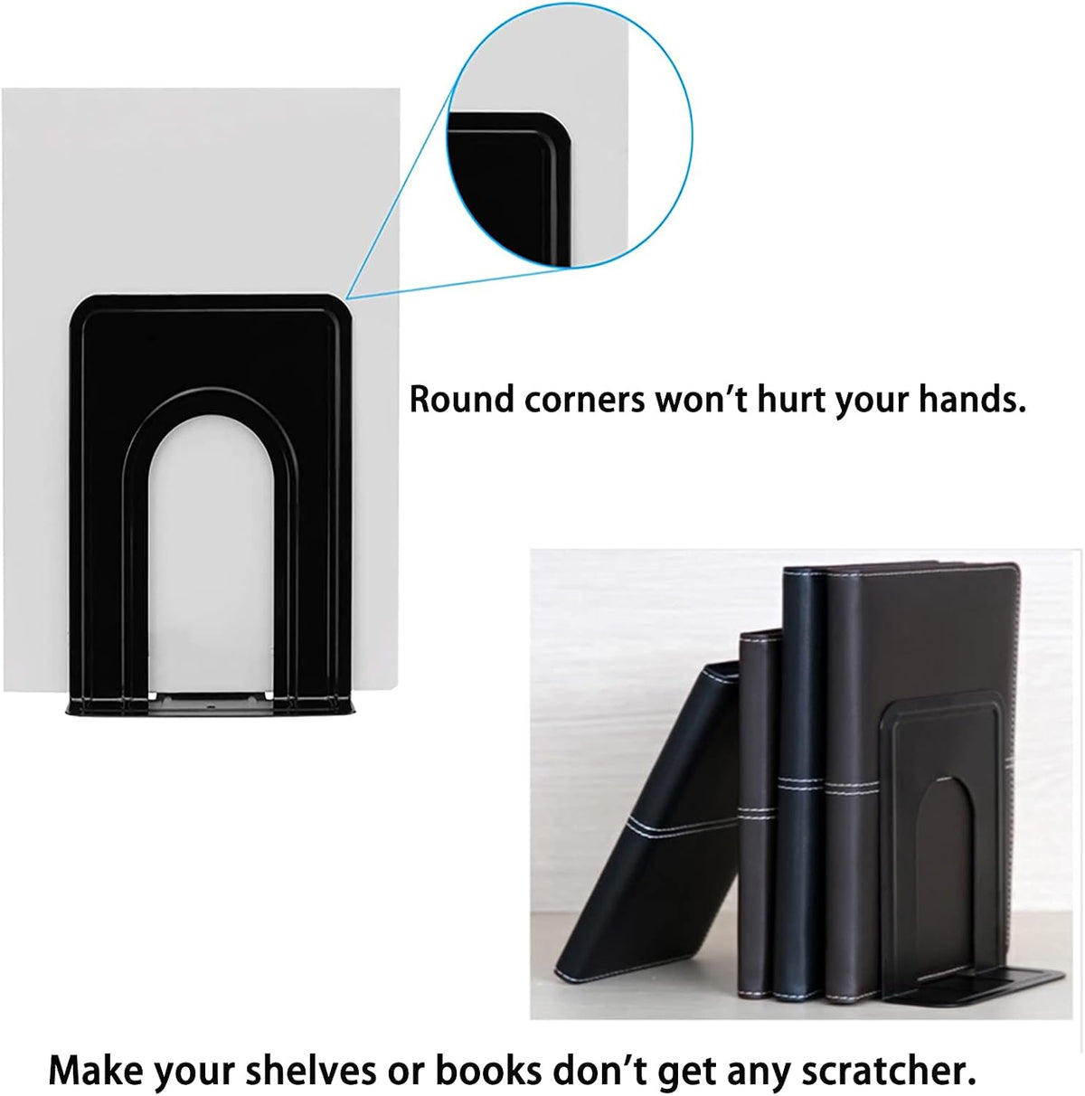 Book Ends, Heavy Duty Bookends to Hold Books, Metal Bookends