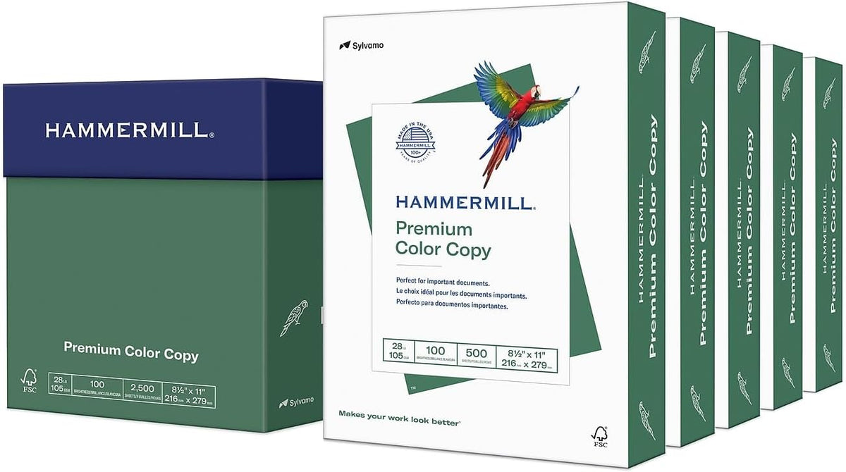 Hammermill 8.5-inch x 11-inch Premium Color Copy Paper, 28 lbs., 100 Brightness, 2500 Sheet/Carton (102450)