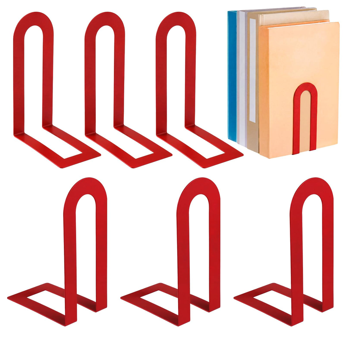 Chunful 12 Pcs Gold Metal BookEnds Shelves, 5.5 x 3.75 x 2.25 in