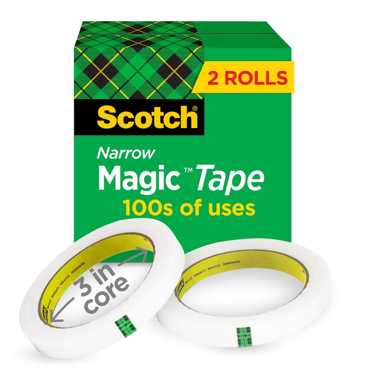 Scotch Magic Tape, 2 Rolls, Numerous Applications, Invisible, Engineered for Repairing, 1/2 x 2592 Inches, Boxed (810-2P12-72) (Pack of 2)