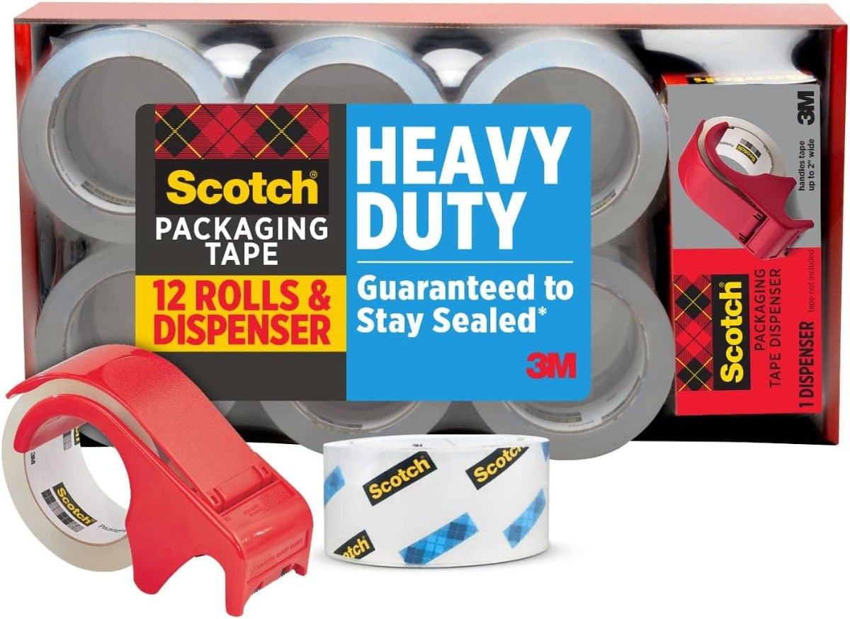 Scotch Heavy Duty Packing Tape Refill, 1.88 in x 54.6 yd, 12 Rolls
