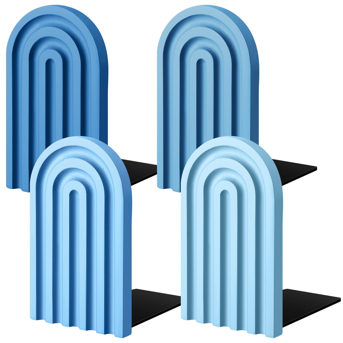 Harloon 4 Pcs Boho Arch Bookends Rainbow Wooden Book Ends, Pastel Color