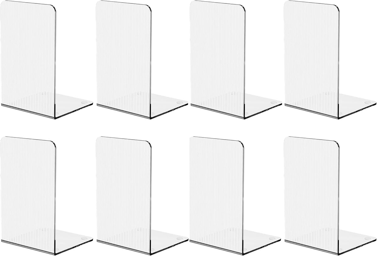 Book Ends for Shelves 8 Pcs Acrylic Bookends Clear