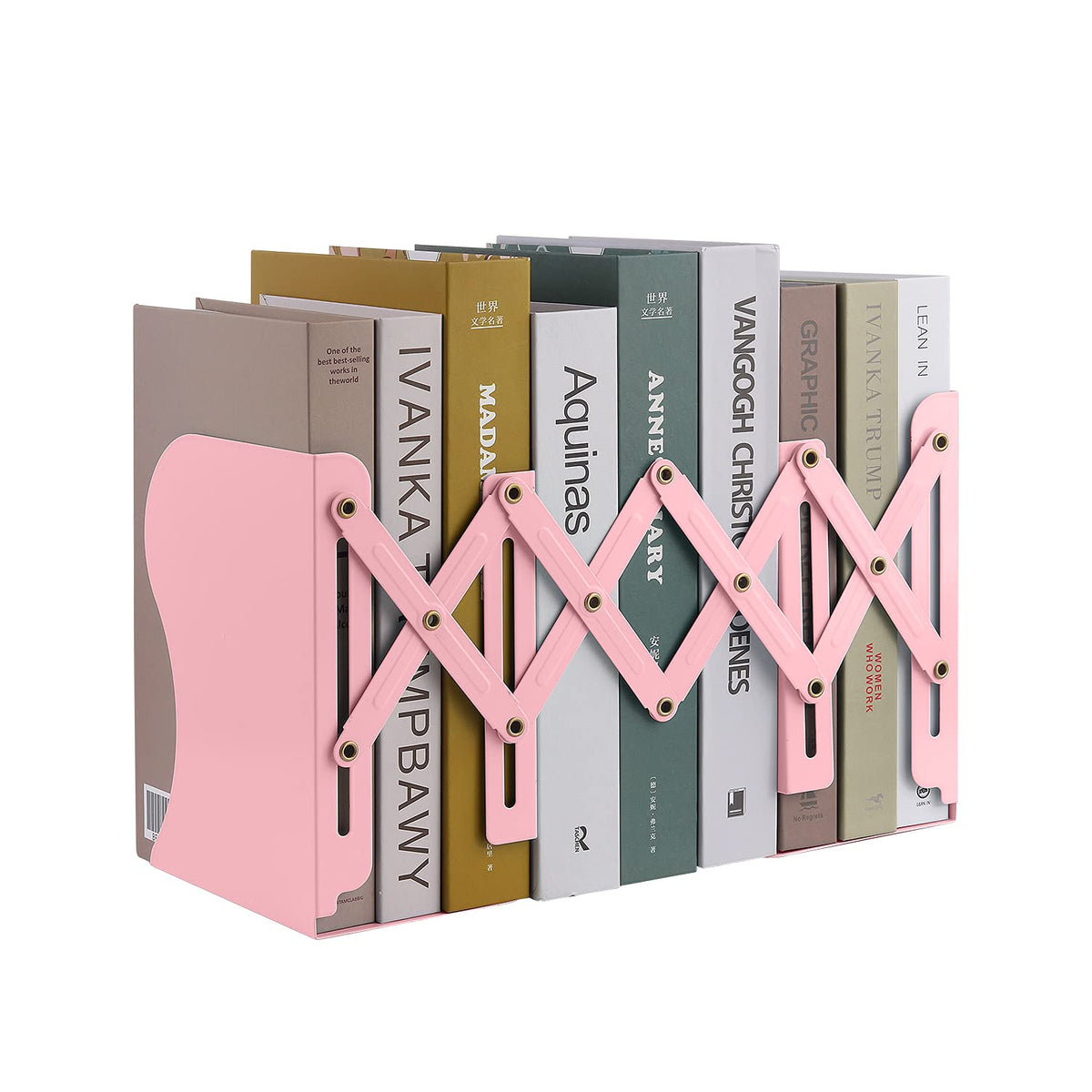 MSDADA Adjustable Bookends, Book Ends for Heavy Books, Expandable Book Organizer for Desk, Shelf, Office, School, for 6 7 8 9 10 11-15 Boys and Girls, Extends up to 19 inches (Macaron Green)