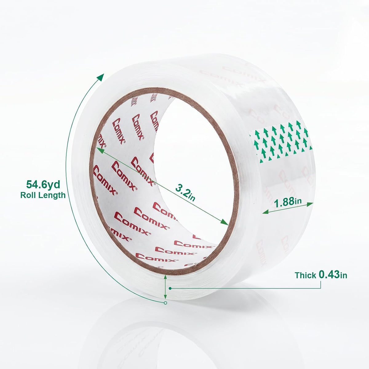 Comix Clear Packing Tape Refills,Heavy Duty,12 Rolls,1.88" x 54.6 yd